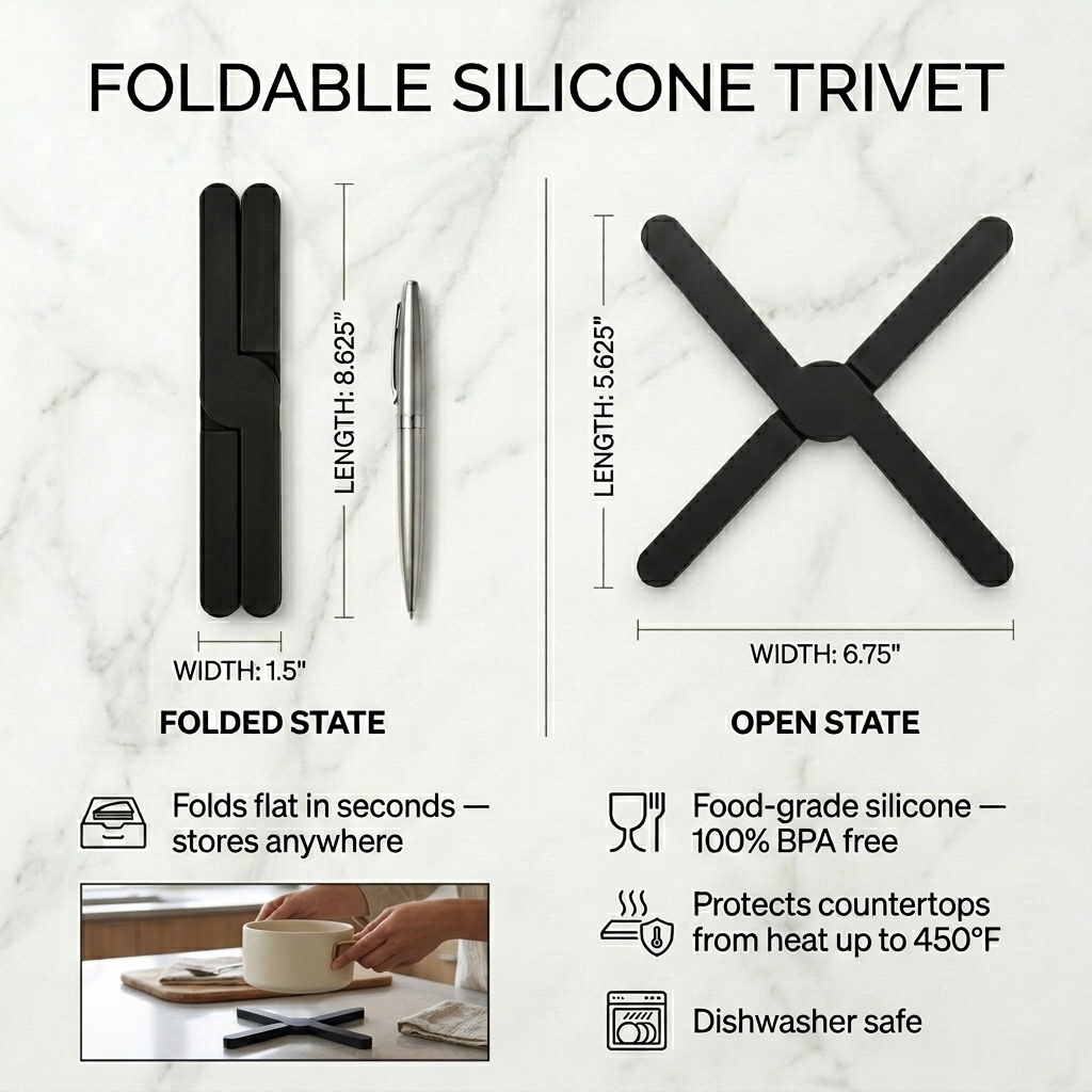 Hearth Foldable Silicone Trivet